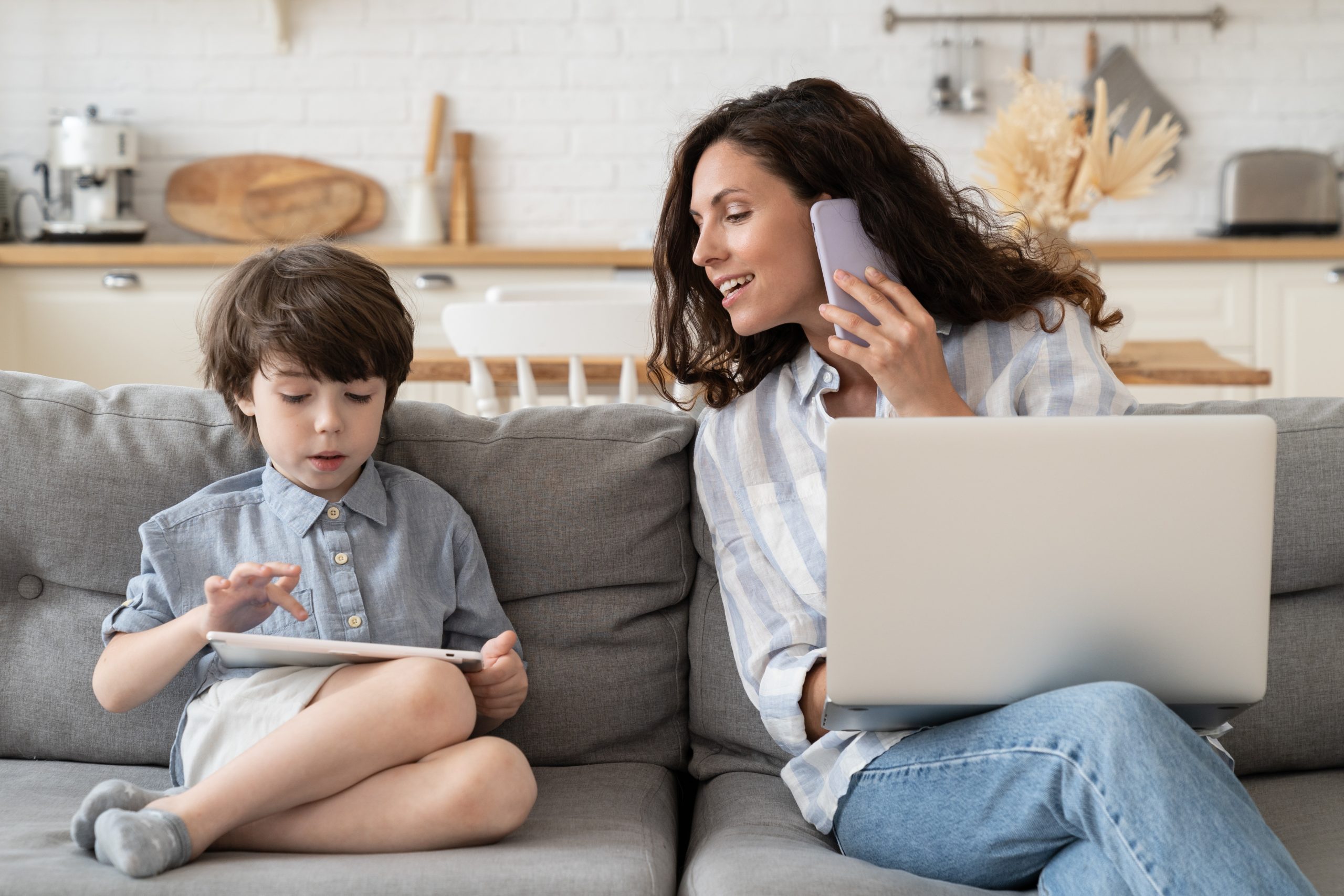 Mom and Son, Wirelessly Connected