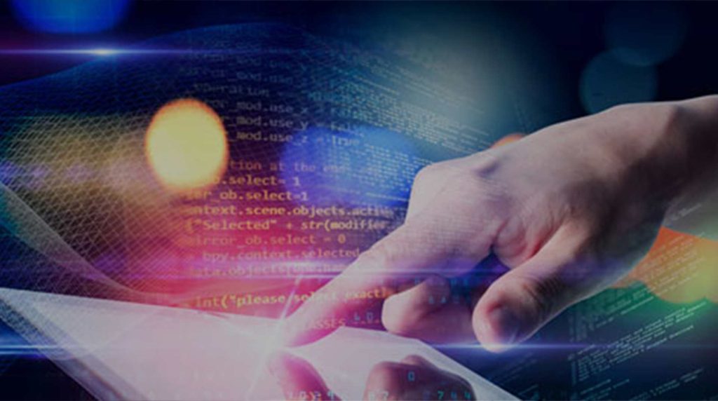 closeup of a hand touching a tablet