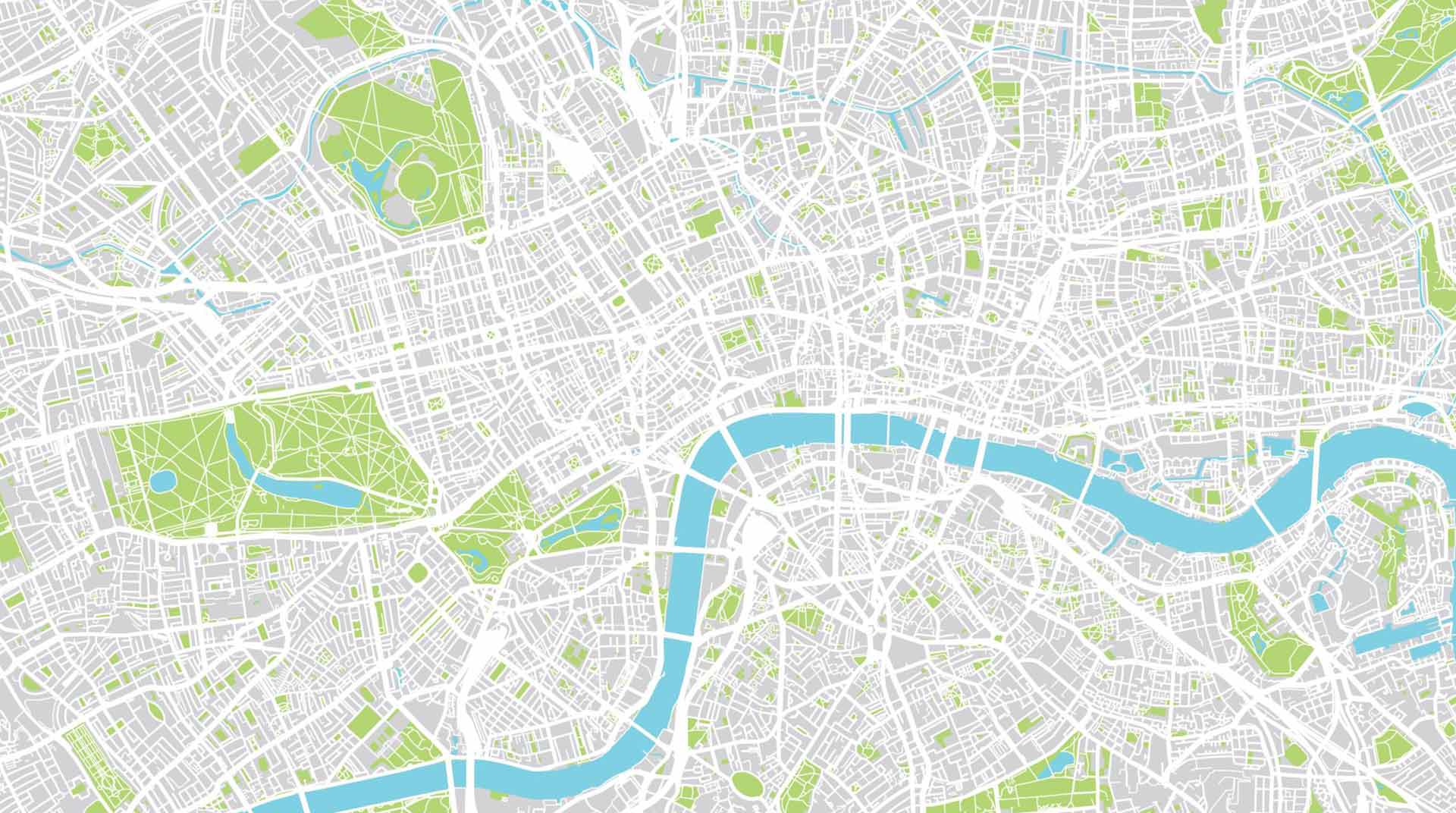 closeup of a road map of the area