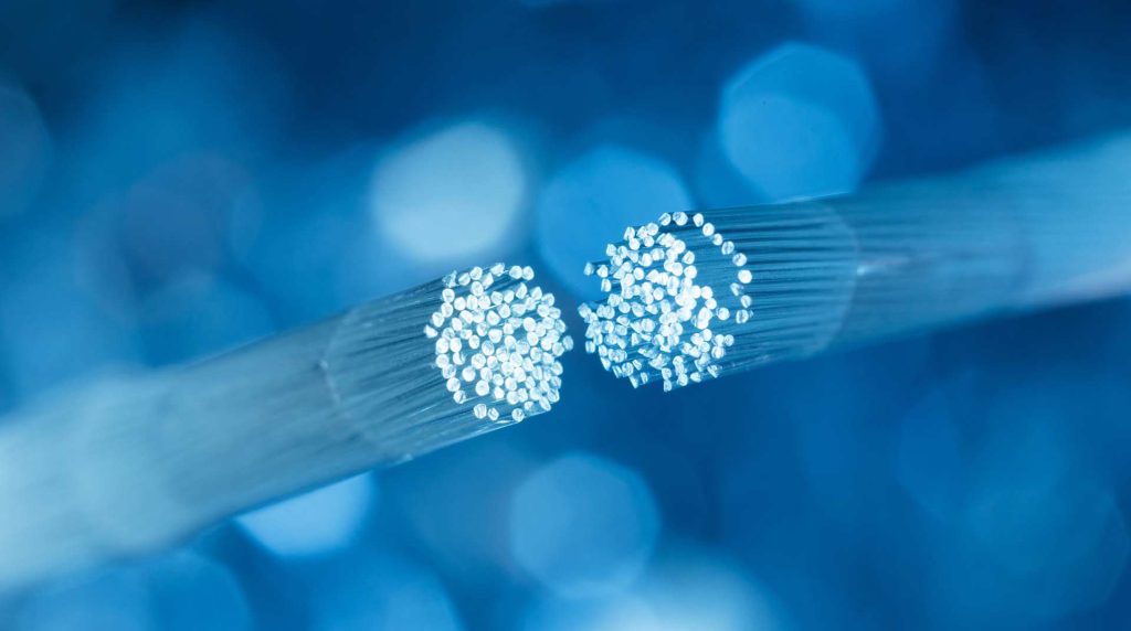 closeup of fiber optic wires