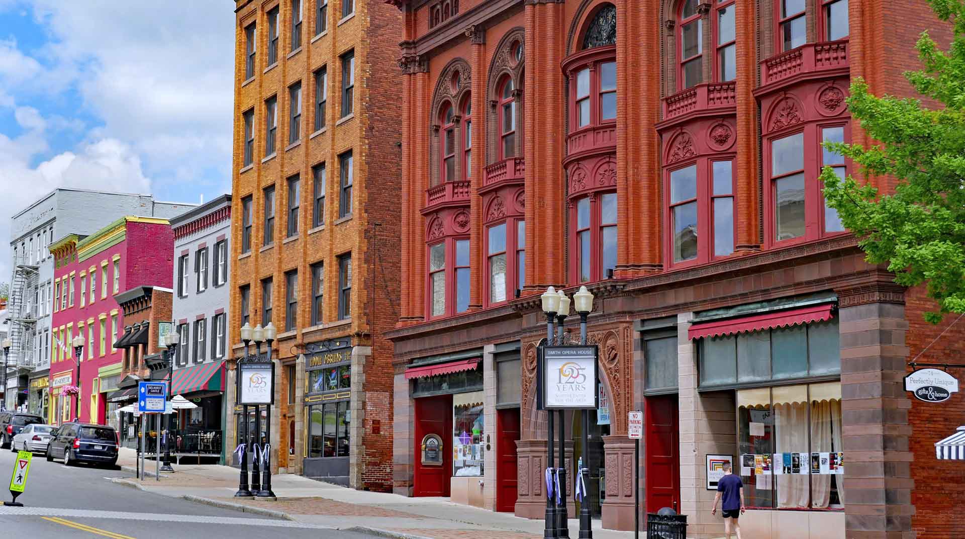 View of a downtown street in Geneva, NY