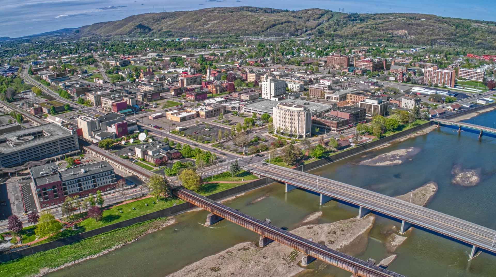 aerial view of Elmira NY