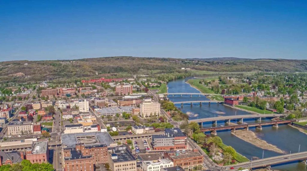aerial view of Elmira NY