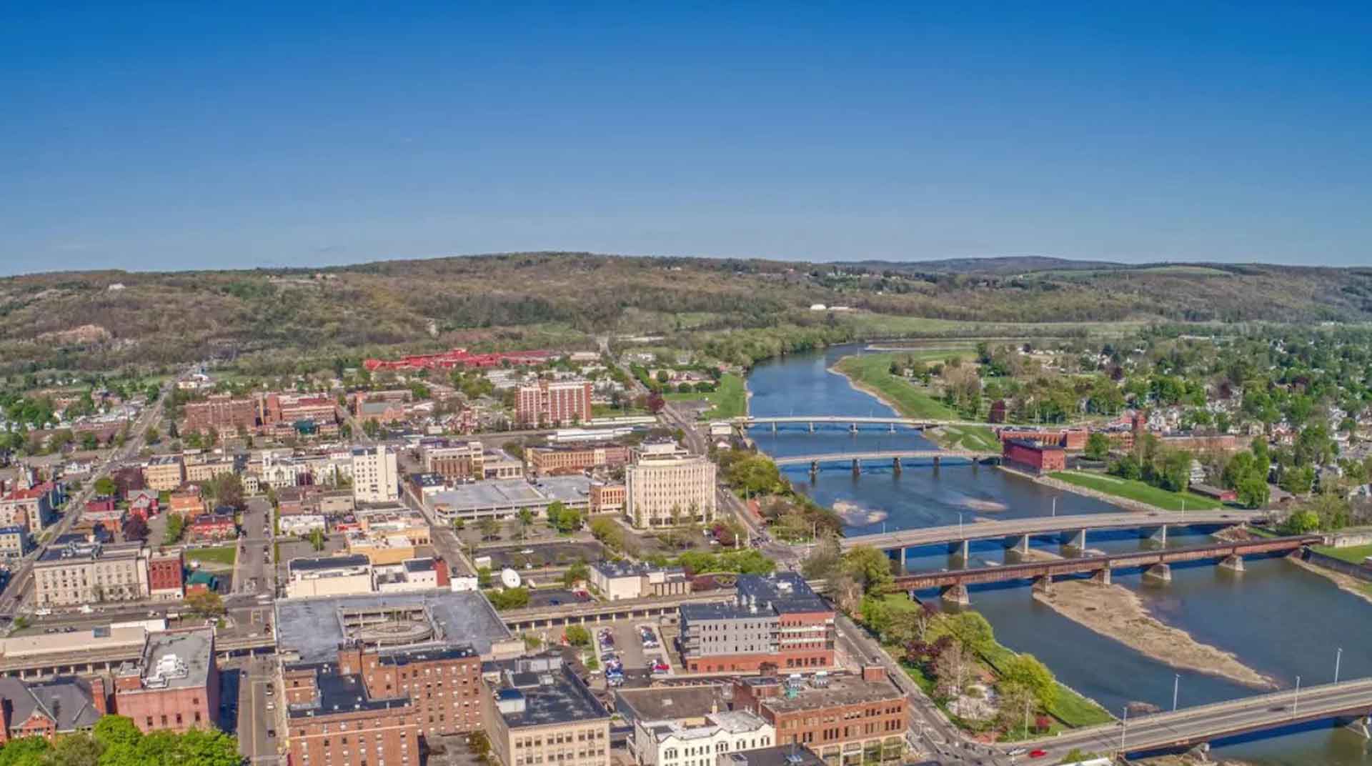 aerial view of Elmira NY