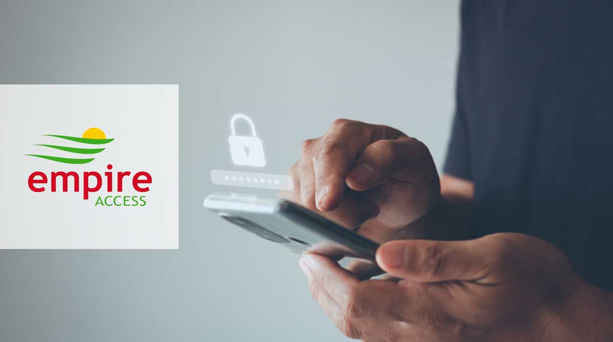 Person using their phone with a padlock representing online security