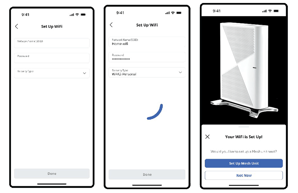 series of mobile screens showing how to set up your CommandIQ app