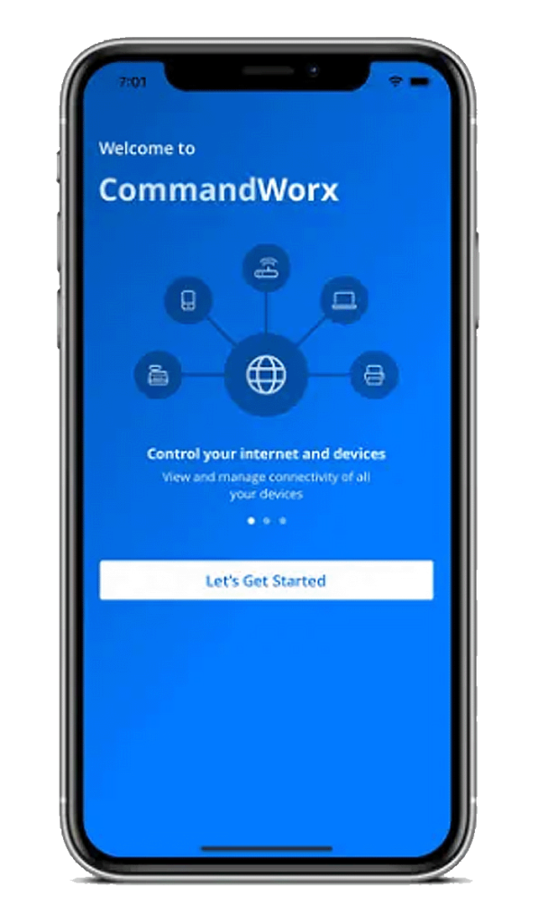mobile phone with CommandWorx screen being shown