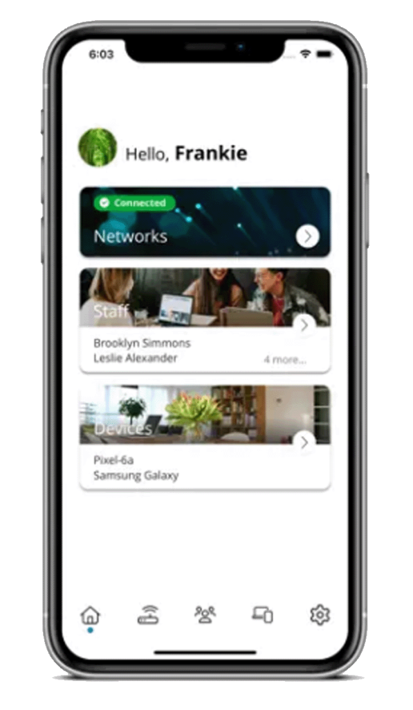 mobile phone with CommandWorx screen being shown