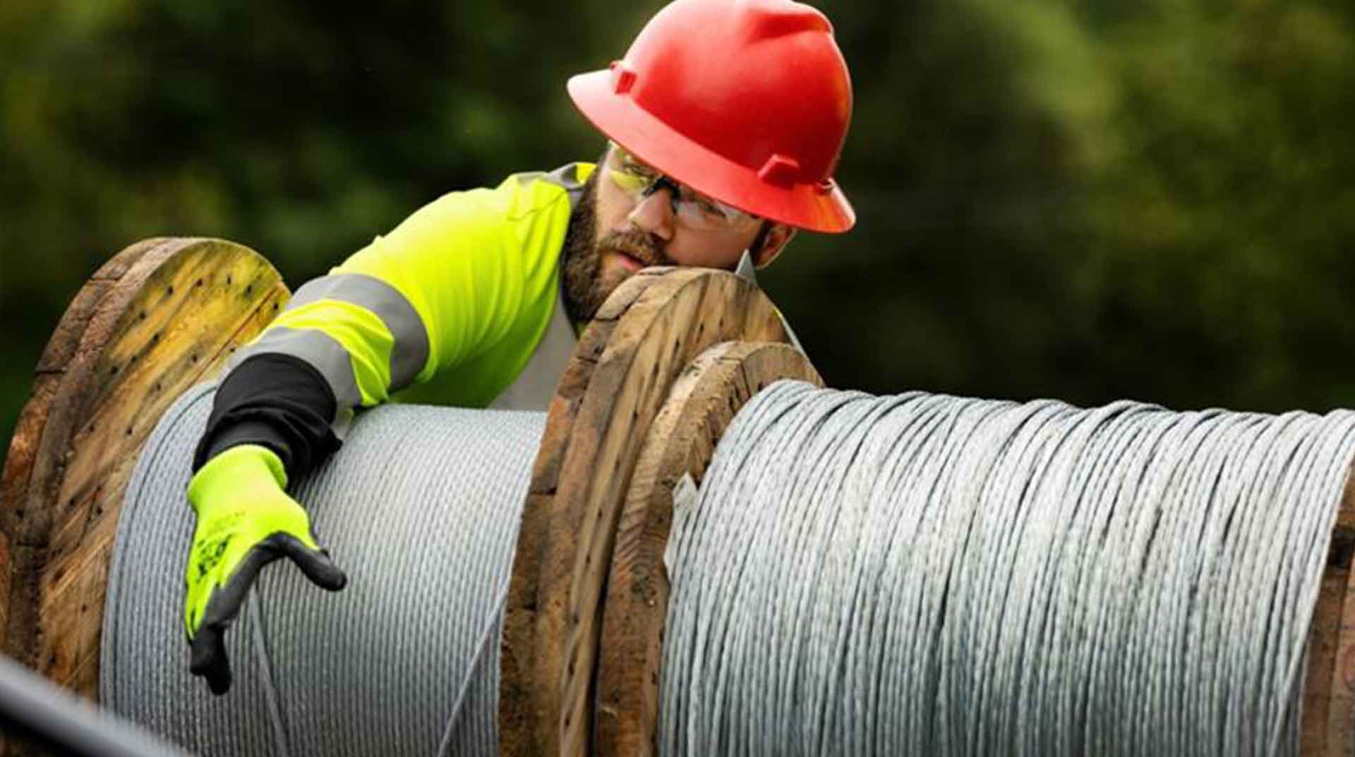 Empire Fiber Internet employee working with fiber internet during the construction and installation in a community