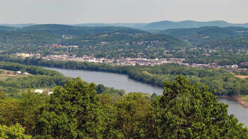 View of the river and downtown Williamsport, PA and the expansion area of services from Empire Fiber Internet
