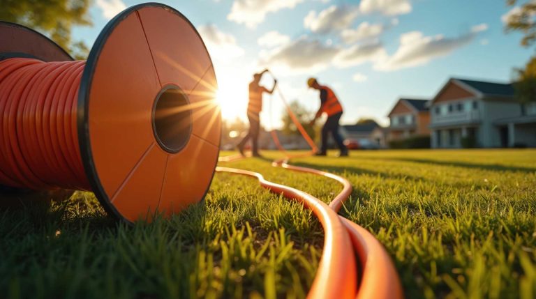 two Empire Fiber Internet employees adding fiber internet to Livingston County, NY homes