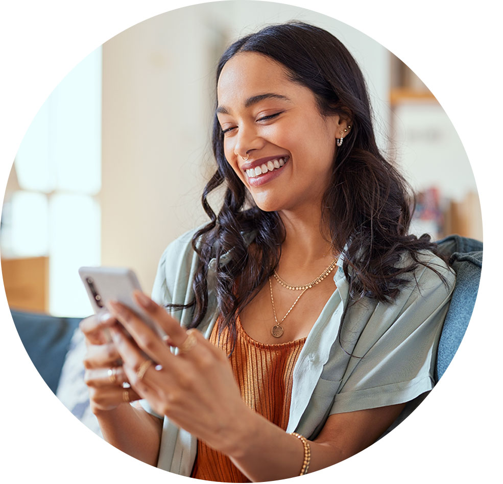 Woman using commandiq app